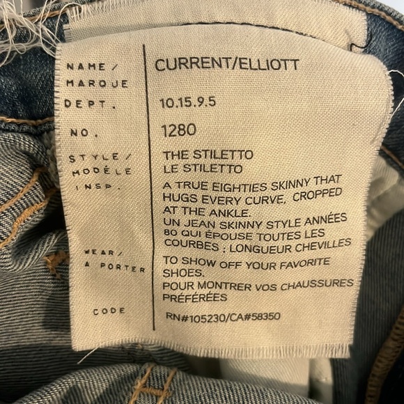 NWOT Current/Elliott Stiletto Jeans - Size 28 - Picture 10 of 10